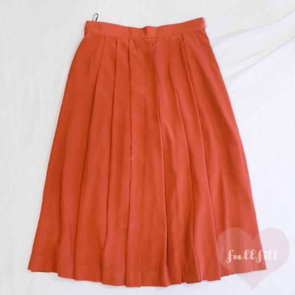古着 スカート 昭和レトロ テラコッタ サテンフレアプリーツスカート レディース古着 used フェ...