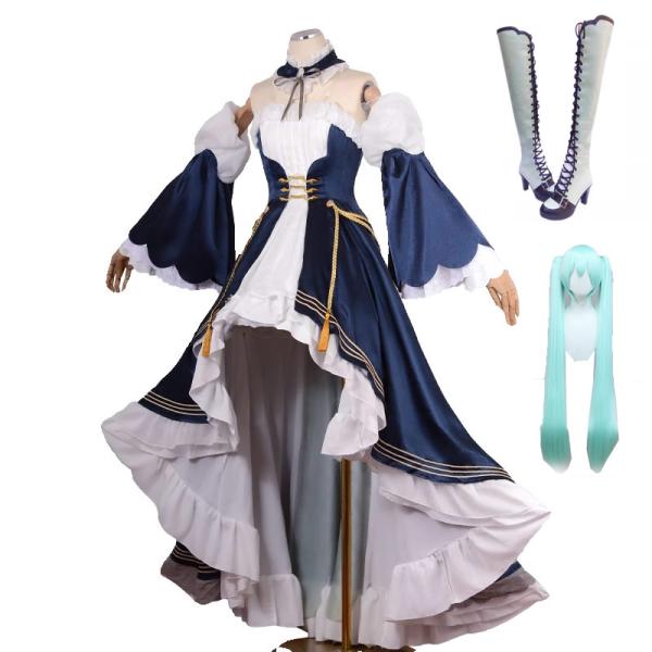 VOCALOID ボーカロイド 初音ミク 望月けい ドレス コスプレ衣装 靴 ウィッグ