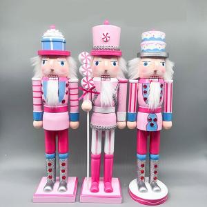 木製 くるみ割り人形 木工品 25cm 手作り マカロンカラー 置物 洋風