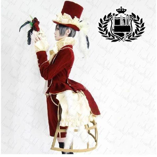 コスプレ 黒執事シエル・ファントムハイヴ レッドドレスコスプレ衣服 花嫁道具髑髏 AB001W/代引...