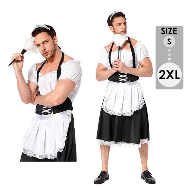 ハロウィン衣装 仮装 メンズ用メイド服 メンズ 男性 フルセットゴシック風 メイド服 ニューハーフ ...
