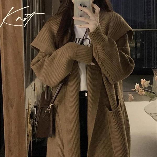 ニットカーディガン 秋冬 ゆったり セーター ざっくり オーバーサイズ 前開き トップス 日常服 ニ...