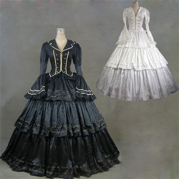 受注生産 ゴシック様式 ドレス レトロ ブラック 仮面舞踏会 ラッパ袖 宮廷ドレス ワンピース ボー...