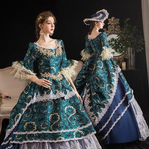 プリンセスライン 中世貴族風 宮廷 お嬢様 パーティー ロングドレス 大きいサイズ ワンピース 刺繍 プリンセスライン フリル 長袖 Aライン Da745s1 フルグレース 通販 Yahoo ショッピング