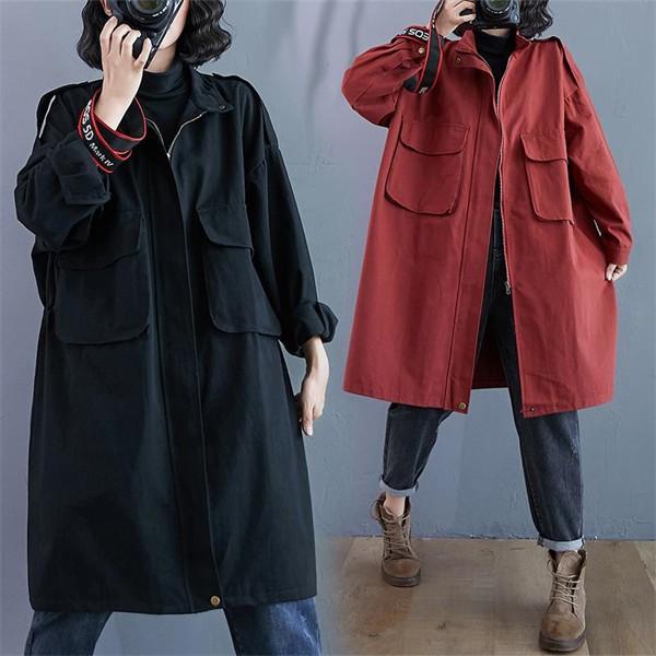 韓国風 新作 スプリングコート レディース ロング コート トレンチコート ゆったり アウター 長袖...