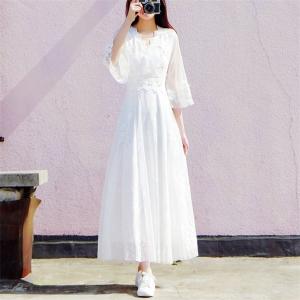 マキシワンピ マキシワンピース ドレス 長袖マキシ丈 結婚式 白