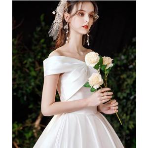 花嫁 ウェディングドレス オフショルダー Aラ...の詳細画像2