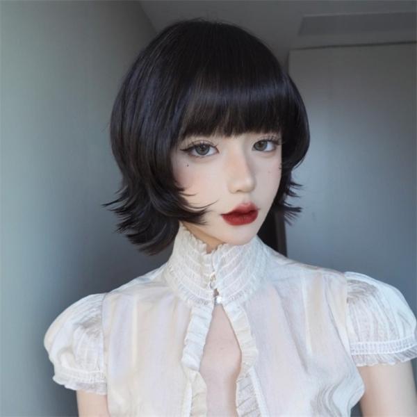 フルウィッグ ショート レディース ふんわり前髪 前髪あり かつら ぱっつん前髪 コスプレ 可愛い ...
