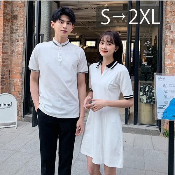 ペアルック カップル ワンピース Tシャツ 夏 半袖 黒 白 かわいい メンズ レディース かっこい...