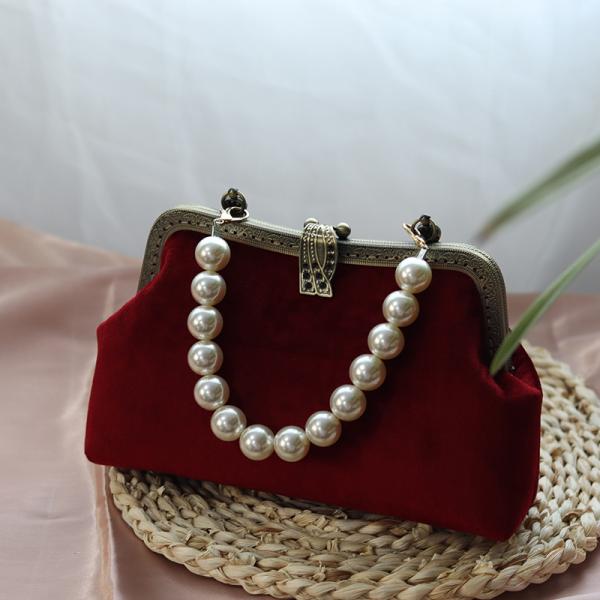 パーティーバッグ レディース ハンドバッグ 鞄 フォーマル ベルベット ブラック エレガント フェミ...