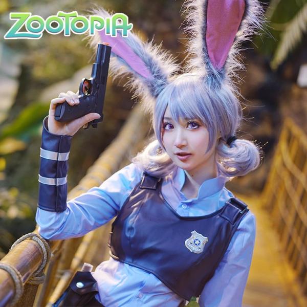 胸鎧付き コスプレ衣装 ズートピア Zootopia ジュディ ホップス 映画Ver 風 コスチュー...