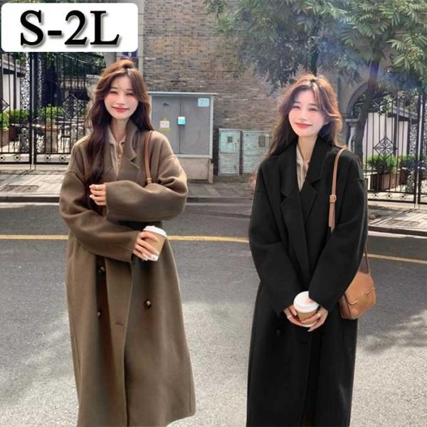 チェスターコート レディース ロング丈 アウター ダブルブレスト ゆったり 体型カバー きれいめ 通...