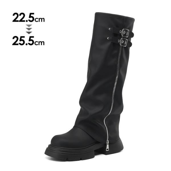 ロングブーツ レディース  秋春 厚底 美脚 膝下ブーツ 歩きやすい おしゃれ かわいい 大人 スウ...