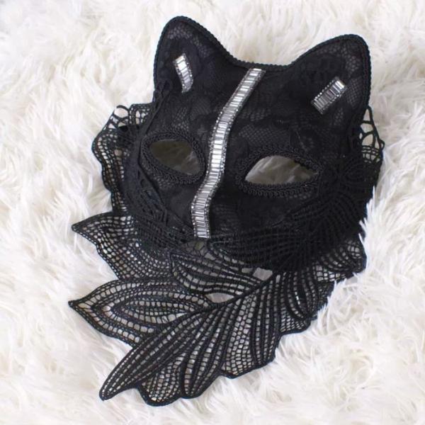 猫耳 仮面 レディース レースマスク ハロウィン コスプレ ゴスロリ ロリータ 仮装 小悪魔 衣装小...