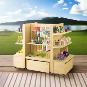 ゴンドラ 陳列棚 天然木製 商品ディスプレイ ワゴン 販売台