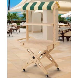 木製ワゴン 屋台販売台 HP多目的ワゴン 無塗装 組立式 店舗用品 什器