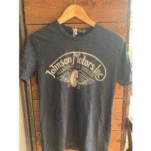 別注 Johnson Motors'Inc WING WHELL S/S tee ジョンソンモータース半袖Tシャツ JET BLACK｜fullnelsonhalf