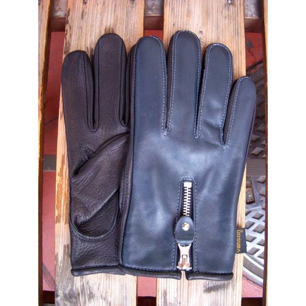 VANSON バンソン レザーグローブ  INDZ　NAVY