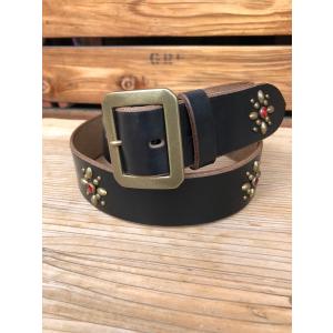 EDUARDO LEATHER スタッズベルト 4 STUDS BELTE - BLACK （24%OFF