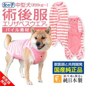 パイルボーダー術後服エリザベスウェアR 犬用 女の子 雌 メス 柴犬 コーギー 中型犬用  ネコポス値3までOK 避妊 乳腺腫瘍 エリザベスカラー 獣医師推奨