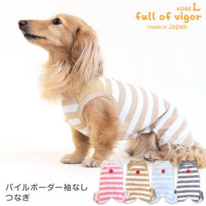 パイルボーダー袖なしつなぎ(ダックス・小型犬用)【ネコポス値3】｜fullofvigor-yshop