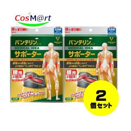 【2個セット】 興和 バンテリンコーワサポーター 腰用 しっかり加圧タイプ 大きめ L ブラック（1...