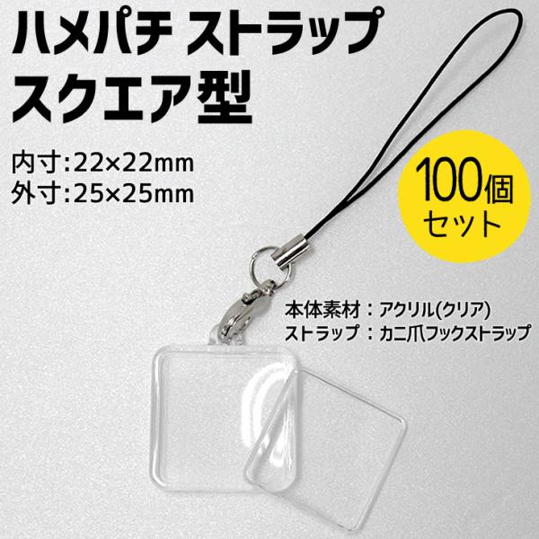 ハメパチ 【 □ ストラップ 】【 □ スクエア型 】 【 □ 100個セット 】 【 □ ストラッ...