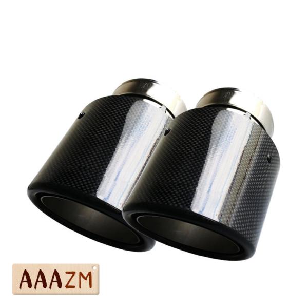 AAAZM マフラーカッター カーボン ステンレス製 パイプマフラー 高級感 自動車 後付け 外装改...