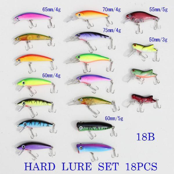 即納 ルアー セット ハードルアー 18個 ミノー・シャッド・バイブレーション・ポッパー各種あり 1...