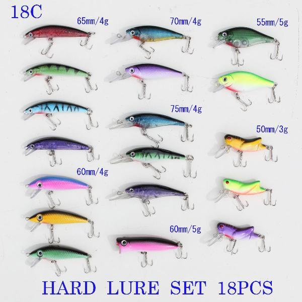 即納 ルアー セット ハードルアー ミノー・シャッド・バイブ・ポッパー各種あり 18個 12QS18...