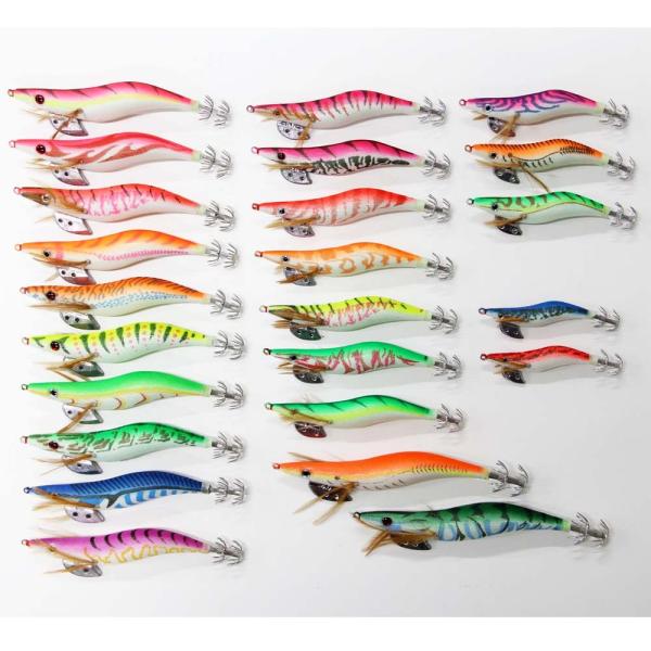 釣具 エギング イカ釣り仕掛け 夜光 エギ 2.0/2.5/3.0/3.5/4.0号 24色 24本...