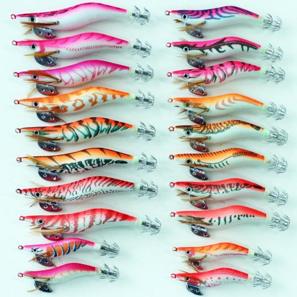 釣具 仕掛け 夜光 エギ 2.0/2.5/3.0号 20個セット ピンク・オレンジ系餌木 Y20eg...