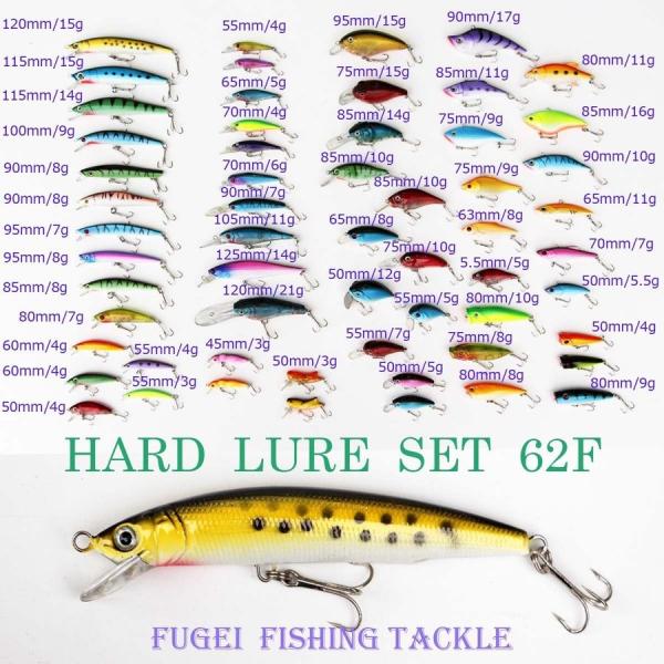 New ハードルアー 表層〜中層狙用 62個 セット シャッド、ポッパー、クランク、バイブ、ミノー各...