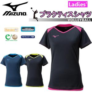 ミズノ MIZUNO レディース バレーボール プラクティスシャツ ウェア Tシャツ トレーニング プラシャツ 半袖 練習着 用品 V2MA8283｜fun