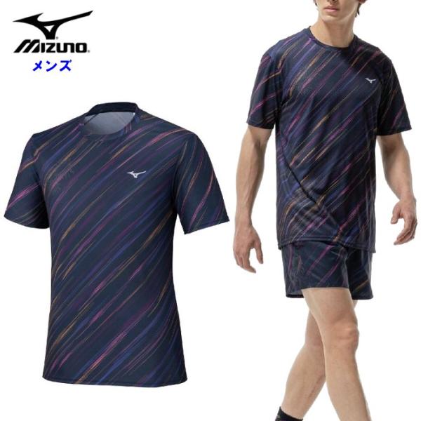 爆買 ミズノ メンズ グラフィック Tシャツ 半袖 陸上 マラソン ジョギング ナイトラン トレーニ...