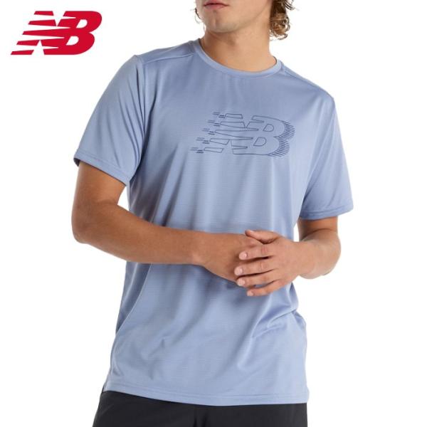 爆買 ニューバランス メンズ Tシャツ 半袖 シャツ スポーツウェア ランニング 普段着 運動 ブル...
