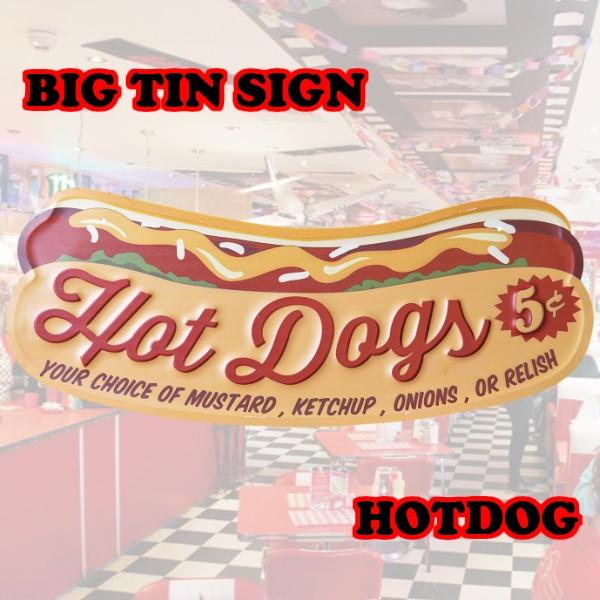 アメリカン ダイナー BIG エンボス ダイカット ティン サイン HOTDOG　【ホットドッグ】