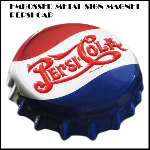 エンボスメタルサインマグネット PEPSI CAP COCA COLA  コカコラー雑貨　コカコーラグッズ　アメ雑貨　MAGNET｜funandfunny