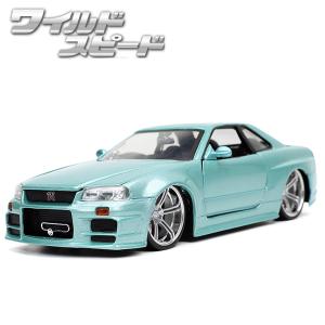 JADATOYS 1/24 ミニカー ワイルドスピード ダイキャストカー NISSAN SKYLINE GT-R (BNR34) LGR ニッサン スカイライン GT-R ワイルドスピード グッズ 車