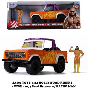 ミニカー 1/24 アメリカ合衆国のプロレス団体 『WWE』 MACHO MAN ことランディ サベージ フィギュア付き フォード ブロンコ ダイキャストカー アメ車の商品画像