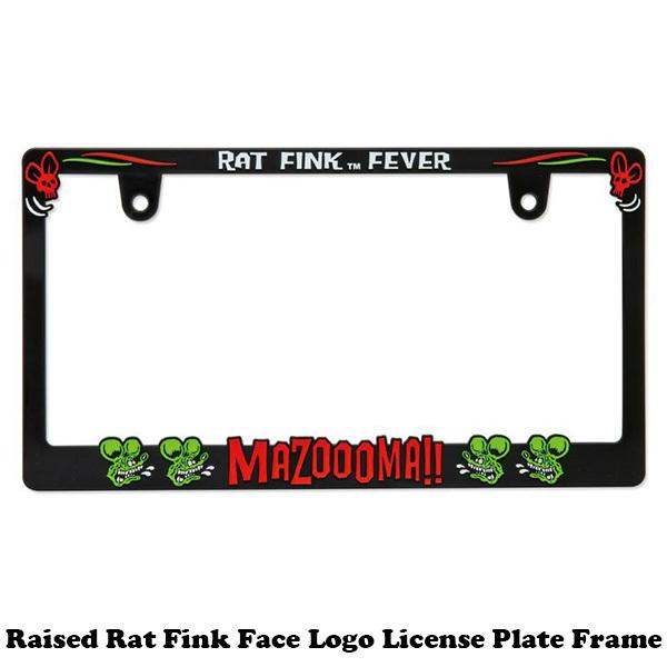 Raised Rat Fink ラットフィンク フェイス ロゴ ライセンス プレート フレーム ブラ...