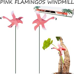 ガーデンディスプレイ ピンクフラミンゴ ウインドミル 2体セット PINK FLAMINGOS WINDMILL ガーデンオーナメント 置物 アメリカン雑貨 ディスプレイ 庭 オブジェ｜funandfunny