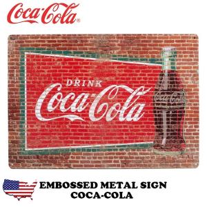 コカコーラ 看板 コカコーラ グッズ ブリキ看板 アメリカン雑貨 エンボス メタルサインCOCA-COLA BRICK インテリア雑貨 壁掛け 壁装飾品