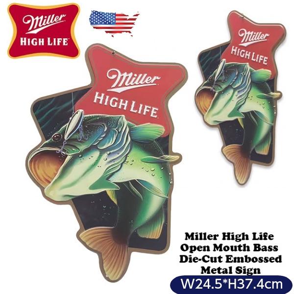 ミラービール ブリキ看板 アメリカン ダイカット エンボスメタルサイン MILLER HIGH LI...