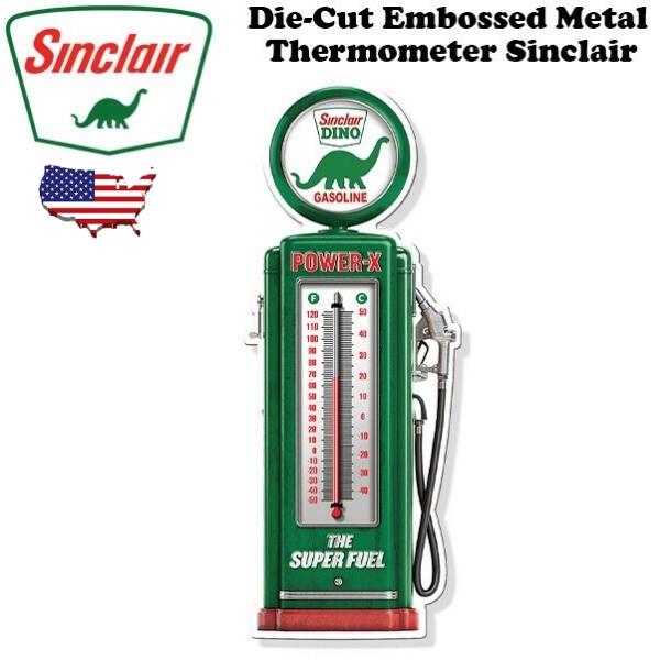 温度計 アナログシンクレア モーターオイル GAS PUMP Sinclair メタル サーモメータ...