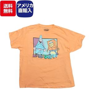 メンズ 半袖 Tシャツ tシャツ スポンジボブ&パトリック オレンジ 100%コットン アメリカンサイズ:M アメカジ カジュアル キャラクター｜funandfunny