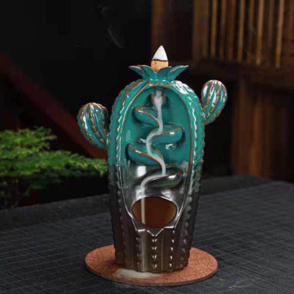 おしゃれサボテン香炉 送料無料 香炉 倒流香炉 サボテン 香炉 禅 倒流香用 香炉 瞑想仏陀 エネル...