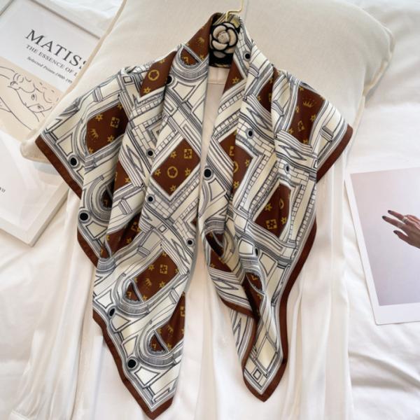 ベーシック柄 スカーフ 使いやすい スカーフ90 約90cm×90cm シンプル ベーシック デザイ...