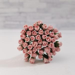 造花[ミニ・ペーパーフラワー バラ（バイカラー／ペールピンク＆オフ