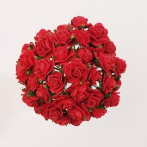 紙 アートフラワー 赤いバラ 造花[ミニ・ペーパーフラワー バラ（赤 #101） 直径約20mm 20本